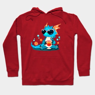 Cute adorable baby dragon drinking Aperol Spritz cocktail Hoodie